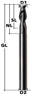 VHM-Schaftfräser Z2 45° Ø 3 mm ALU