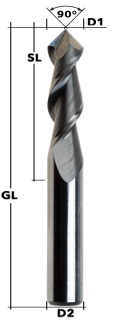 VHM-Multitool 90° Z2 Ø 3 mm ALU