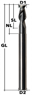 VHM-Schaftfräser Z2 45° Ø 10x30 mm ALU