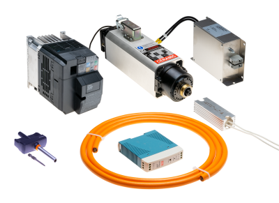 HF-Spindle Set Teknomotor QTC 1.1 kW | E-FAN | HSK 25 | 230 V | Frequency Converter