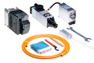 HF-Spindle Set Teknomotor 1.6 kW | ER25 | 230 V | 24,000 rpm | E-FAN | VFD