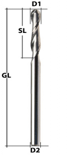 VHM-Radiusfräser Z2 Ø 6 mm UNI