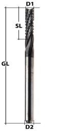 End Mill Spiral Toothed Coatetd Ø 1 mm optimised geometry