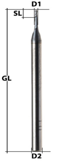 VHM-TIALN-Radienfräser Z2 30° Ø 1 mm