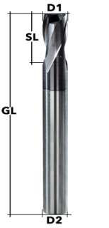 TIALN Coated End Mill Z2 Ø 3 mm