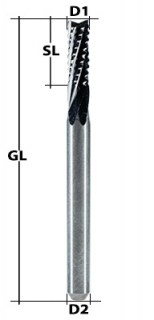 VHM Fräser Spiralverzahnt Ø 3,175 mm