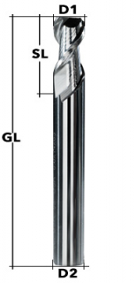 VHM-Schaftfräser Z2 30° Ø 6 mm UNI