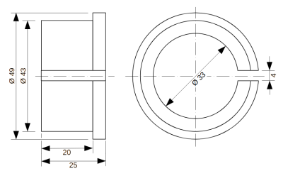 Einspann-Adapter von 43 mm auf 33 mm