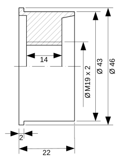 Einspann-Adapter von 43 mm auf Gewinde M19 x 2 (Dremel) (3/4" Gewinde)