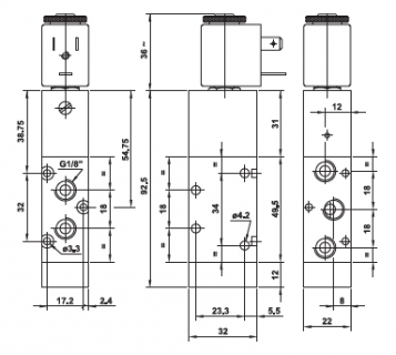 24 V Magnetventil 1/8" 5/2
