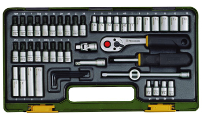 Steckschlüsselsatz mit Knüppelratsche, 1/4", 50tlg.