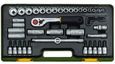 Steckschlüsselsatz mit Knüppelratsche, 3/8", 47tlg.