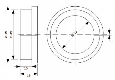 Clamping adapter flat from 43 mm to 33 mm