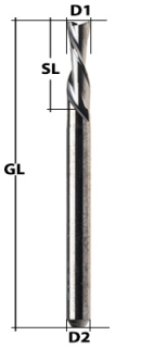 End Mill Double-Flute Ø 2 mm downcut