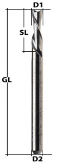 VHM Fräser 2-Schneider Ø 2,5 mm linksspiralig