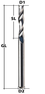 VHM Fräser 2-Schneider ALU Ø 2 mm lang