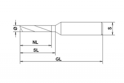 VHM Fräser 2-Schneider ALU Ø 0,7 mm