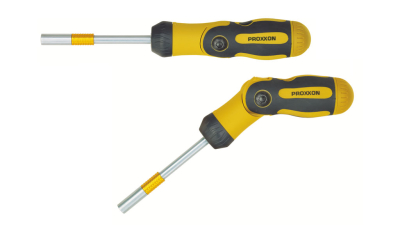 Knickbarer Schraubendreher mit Ratschenfunktion 1/4"-Standardbits (6,3 mm)