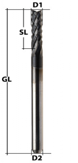 End Mill Diamond Toothed Coated Ø 1 mm