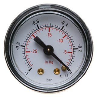 Bourdon tube pressure gauge - vacuum