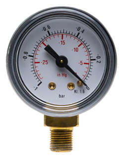 Bourdon tube pressure gauge vacuu