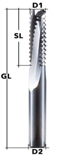 VHM-Schrupp-Schaftfräser Z2 Ø 10 mm Holz