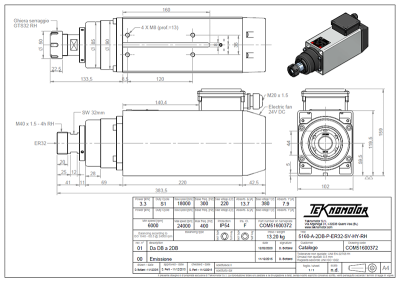 HF-Spindle Teknomotor E-FAN 3.3 kW | ER32 | 24,000 rpm | 230 V / 400 V | COM51600372