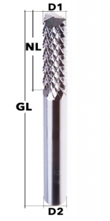 END Mill Z2 Ø 4 mm Diamond Toothed