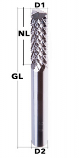 END Mill Z2 Ø 6 mm Diamond Toothed