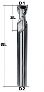 VHM-Schaftfräser Z2 45° Ø 8 mm ALU XL