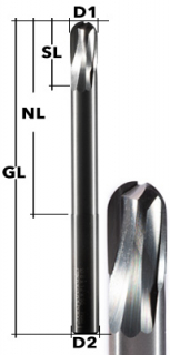 Radius End Mill Z2 Ø 8 mm Wood