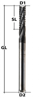 End Mill Spiral Toothed Coatetd Ø 3.175 mm