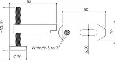 Height-adjustable cast aluminum clamp M6