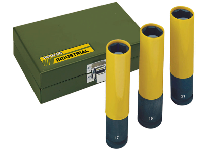 IMPACT socket set for wheel nuts, 1/2" extra long