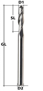 VHM-Radiusfräser Z2 Ø 0,8 mm ECO 3