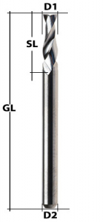 VHM Fräser 2-Schneider ALU Ø 1,3 mm