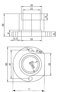 Fixed bearing housing reworked with 2 ball bearings for 16 mm spindle