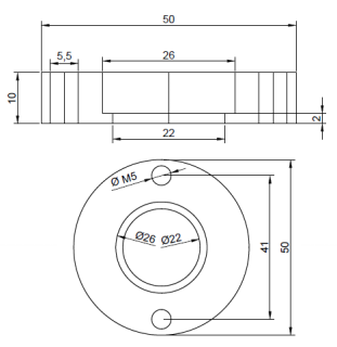 Floating bearing housing with 1 ball bearing for 16 mm ball screw spindle