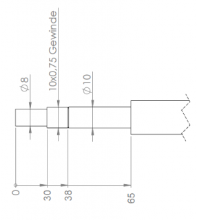 Ball screw spindle 16 x 5 Length: 381 mm, special version brake