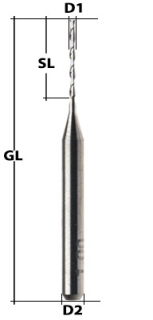 VHM Fräser 2-Schneider (Flach) Ø 1,4 mm lang