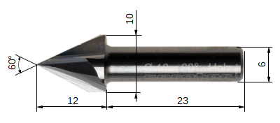 RazorPoint Gravierfräser Z3 60° für Holz und Kunststoff Ø 10 mm