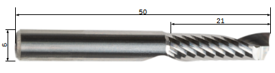 Solid carbide 1-Flute Alu Ø 6 x 21 mm
