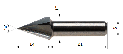 RazorPoint Gravierfräser Z3 45° für Holz und Kunststoff Ø 10 mm