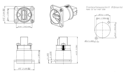 USB Einbaubuchse USB-A  USB-B