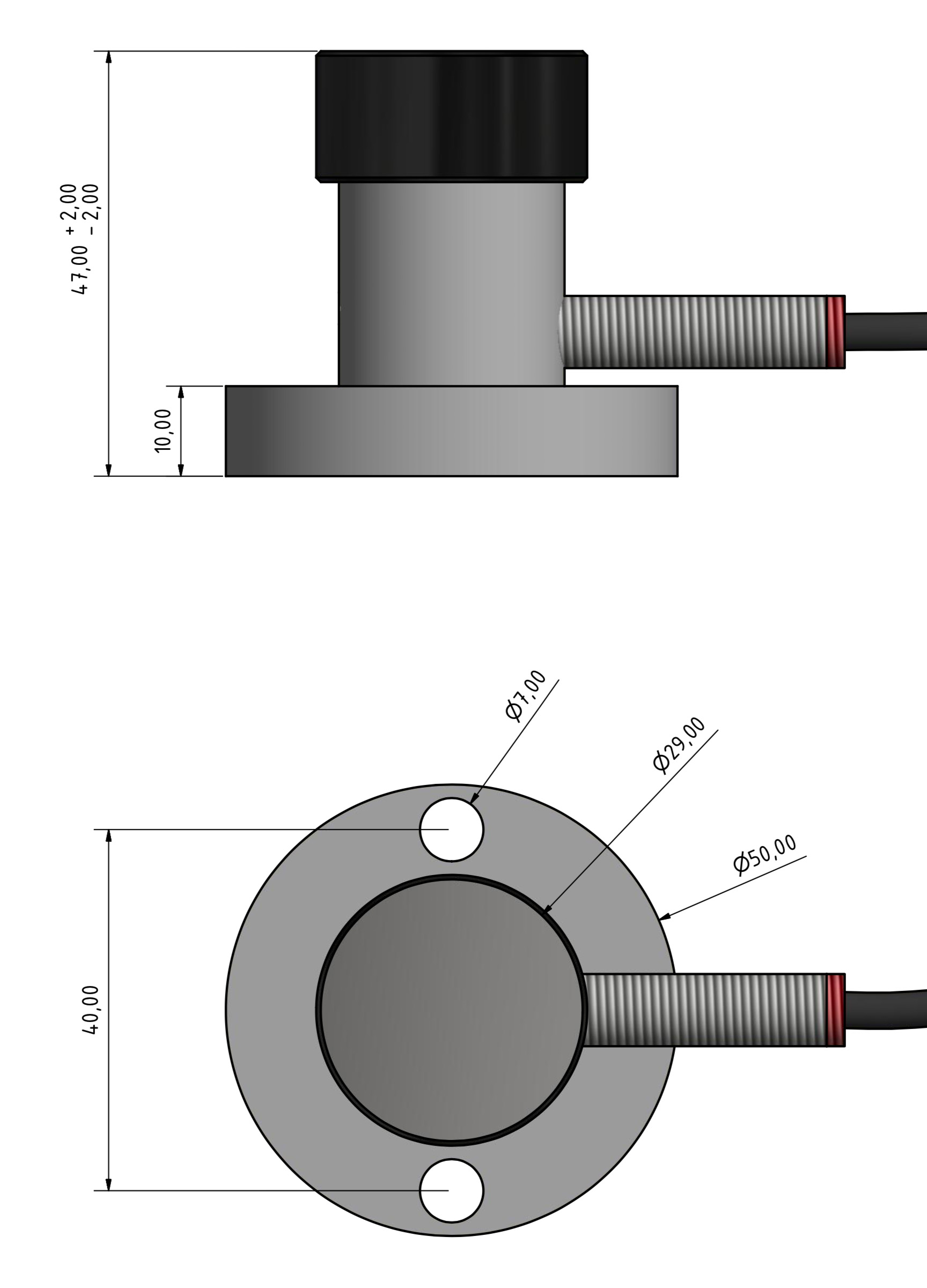 Sorotec Online-Shop - Präzisions - Werkzeuglängensensor mit 29 mm Tastkopf  induktiv NPN Öffner