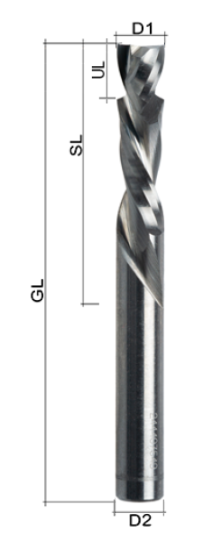1207HO | VHM-Schaftfräser Z2 UP/DOWN Ø 8 mm Holz