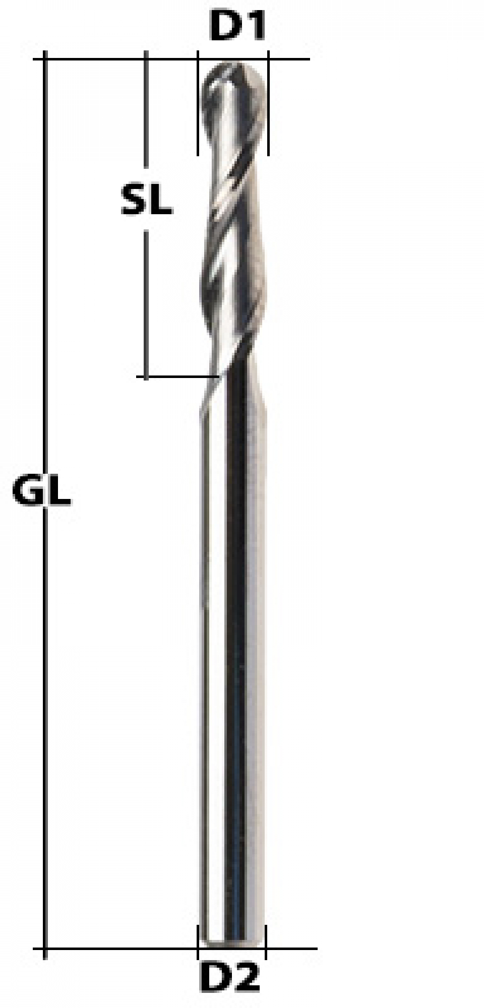 VHM-Radiusfräser Z2 Ø 6 mm UNI