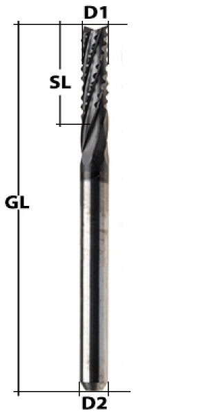 End Mill Spiral Toothed Coatetd Ø 1 mm optimised geometry