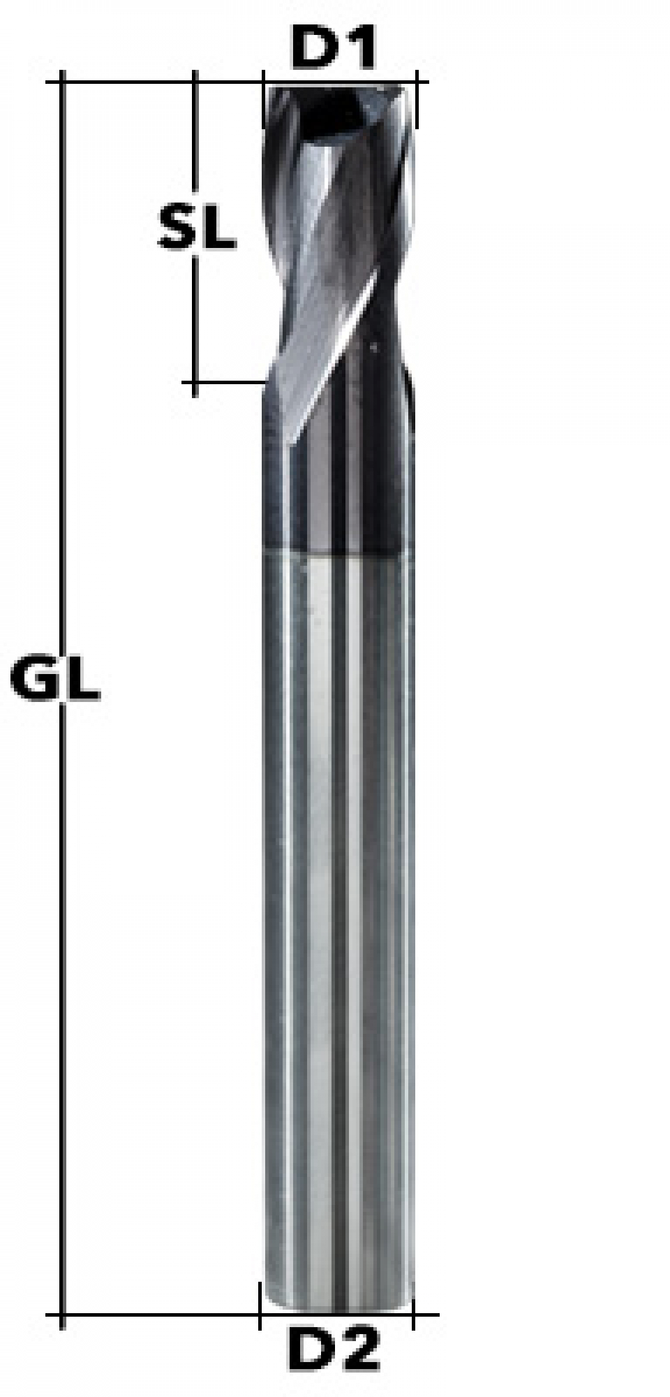 VHM-TIALN-Schaftfräser Z2 30° Ø 1 mm Kurz