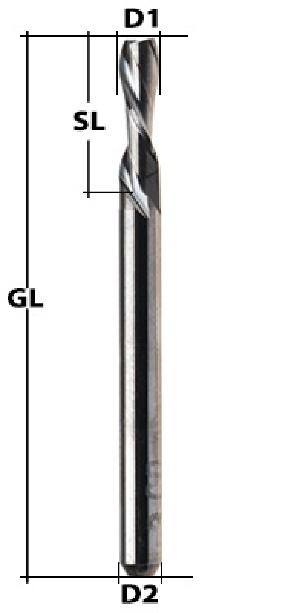 VHM Fräser 2-Schneider (Flach) Ø 3 mm linksspiralig